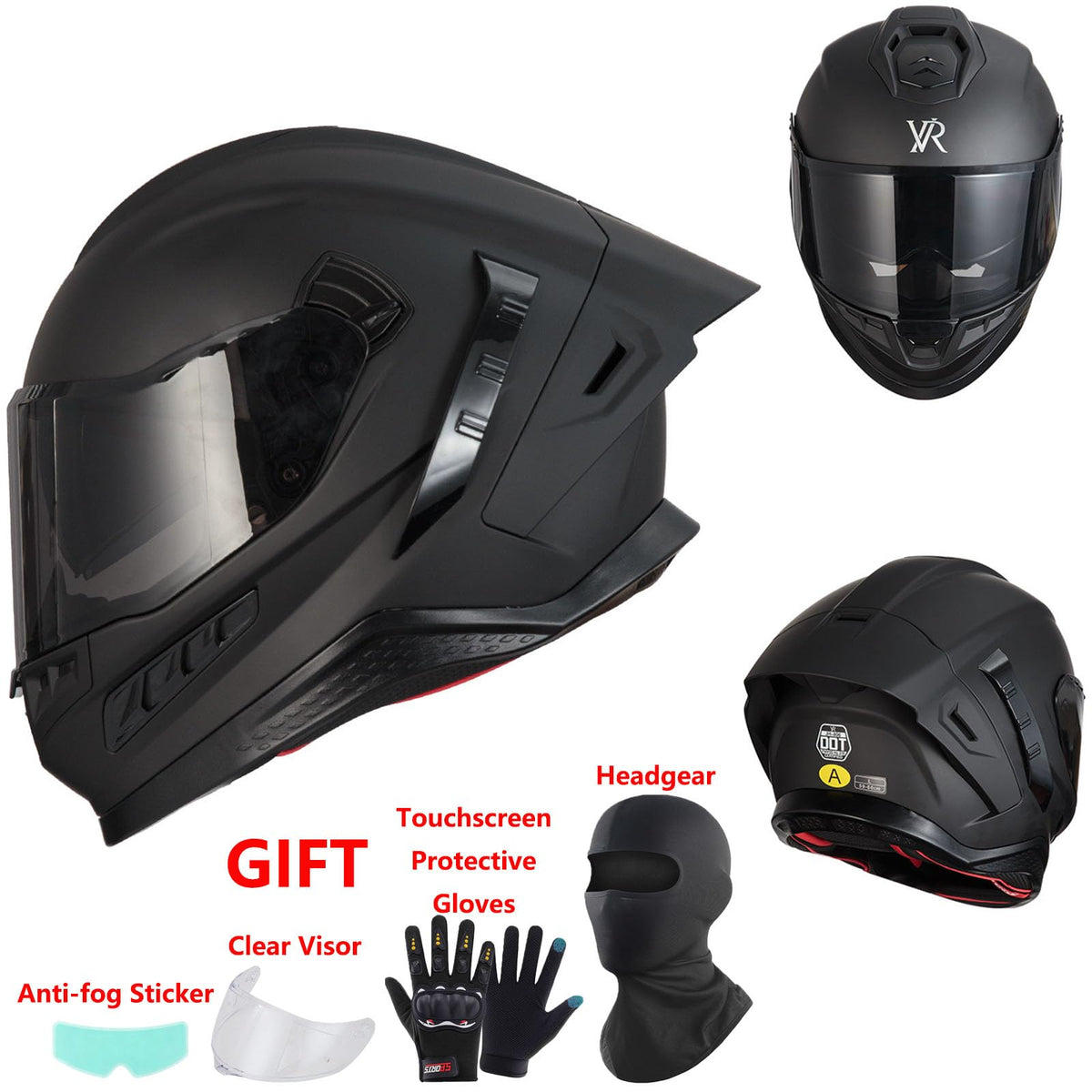Full Face Motorcycle Helmet DOT Dual Sun Visor Y784