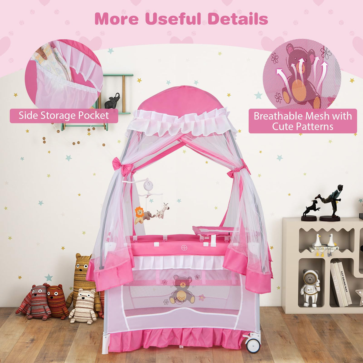 4-in-1 Baby Playard with Bassinet, Changing Table and Carry Bag R520