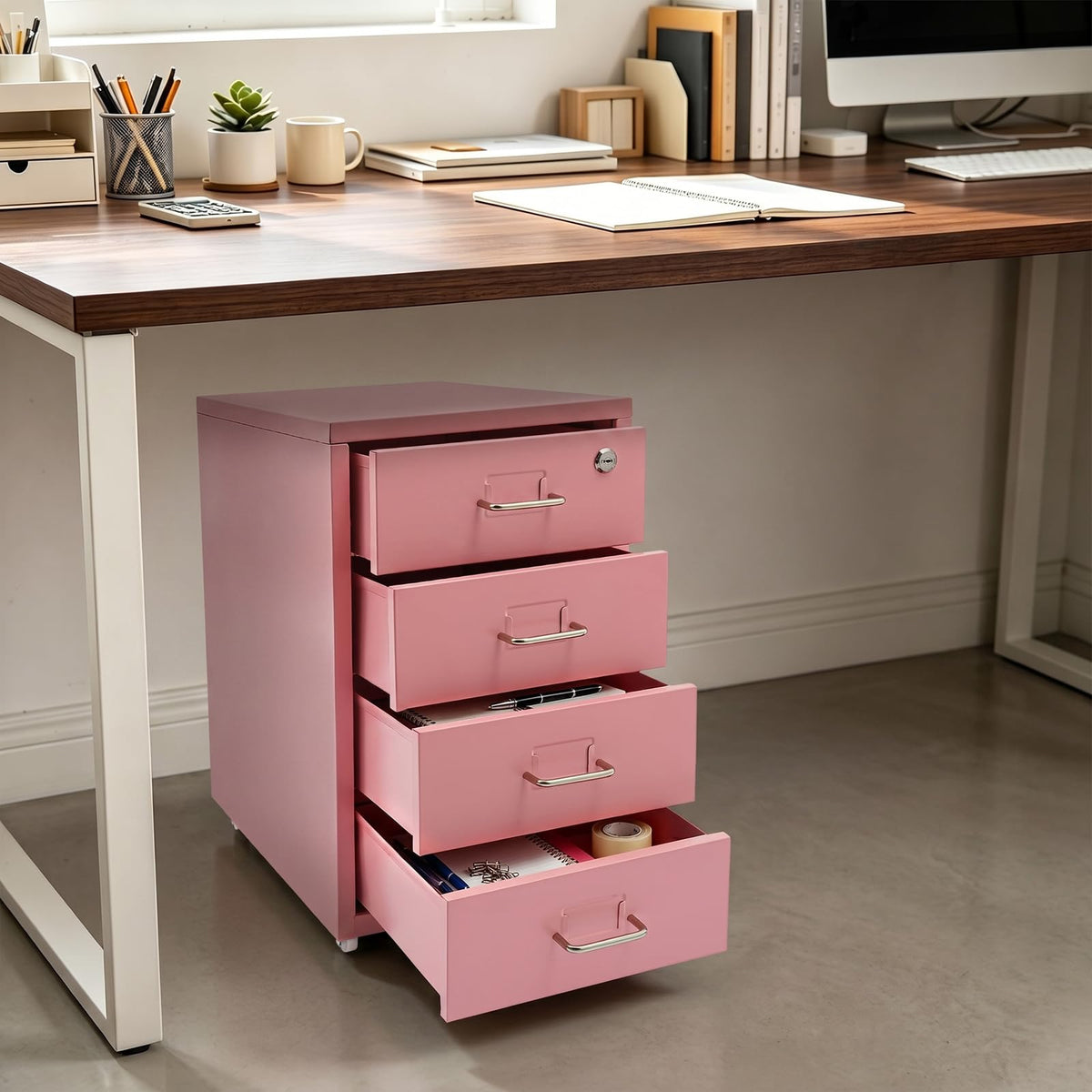 4 Drawer Rolling File Cabinet with Lock R983377