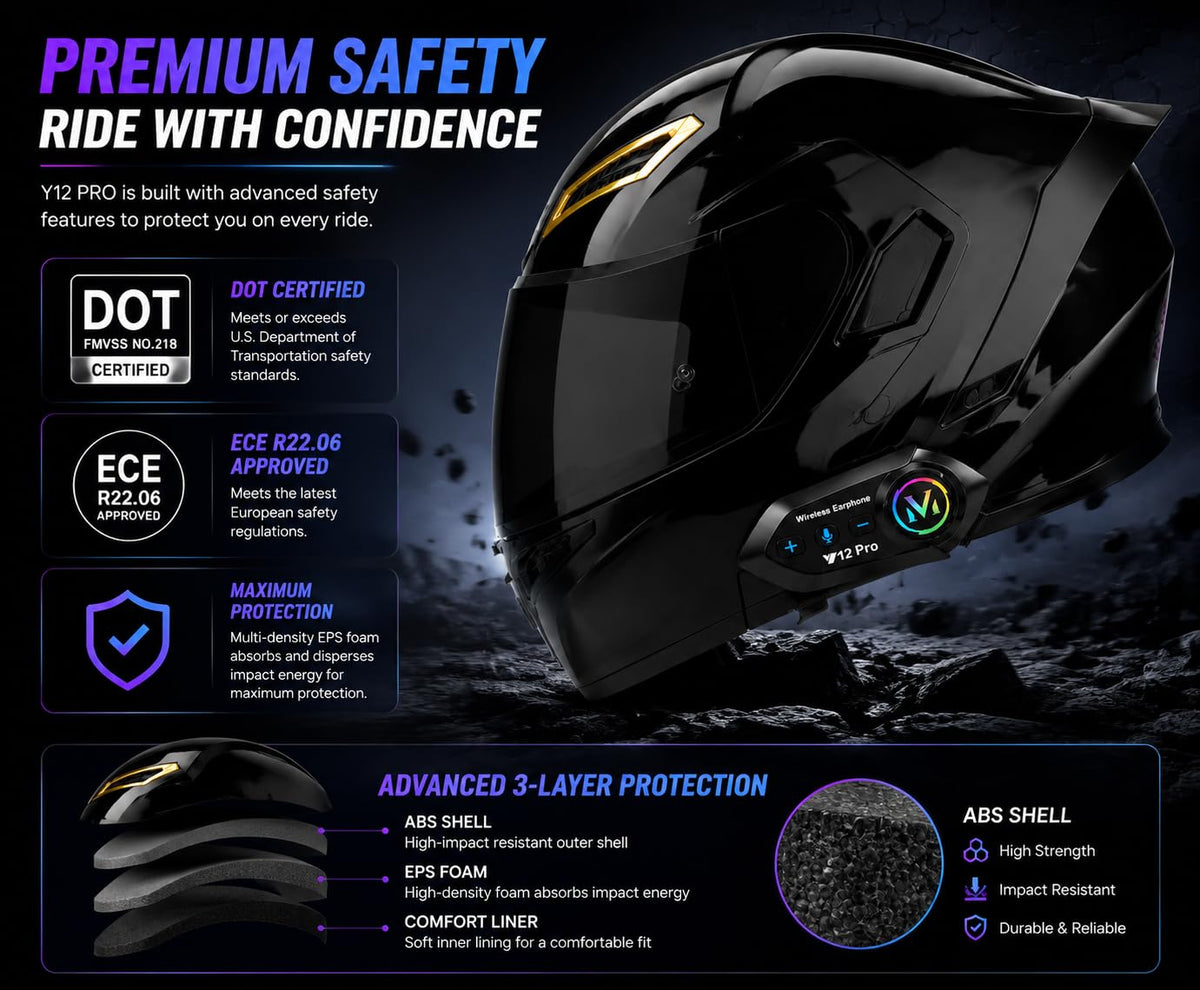 Bluetooth Modular Flip-Up Full Face Motorcycle Helmet K389288