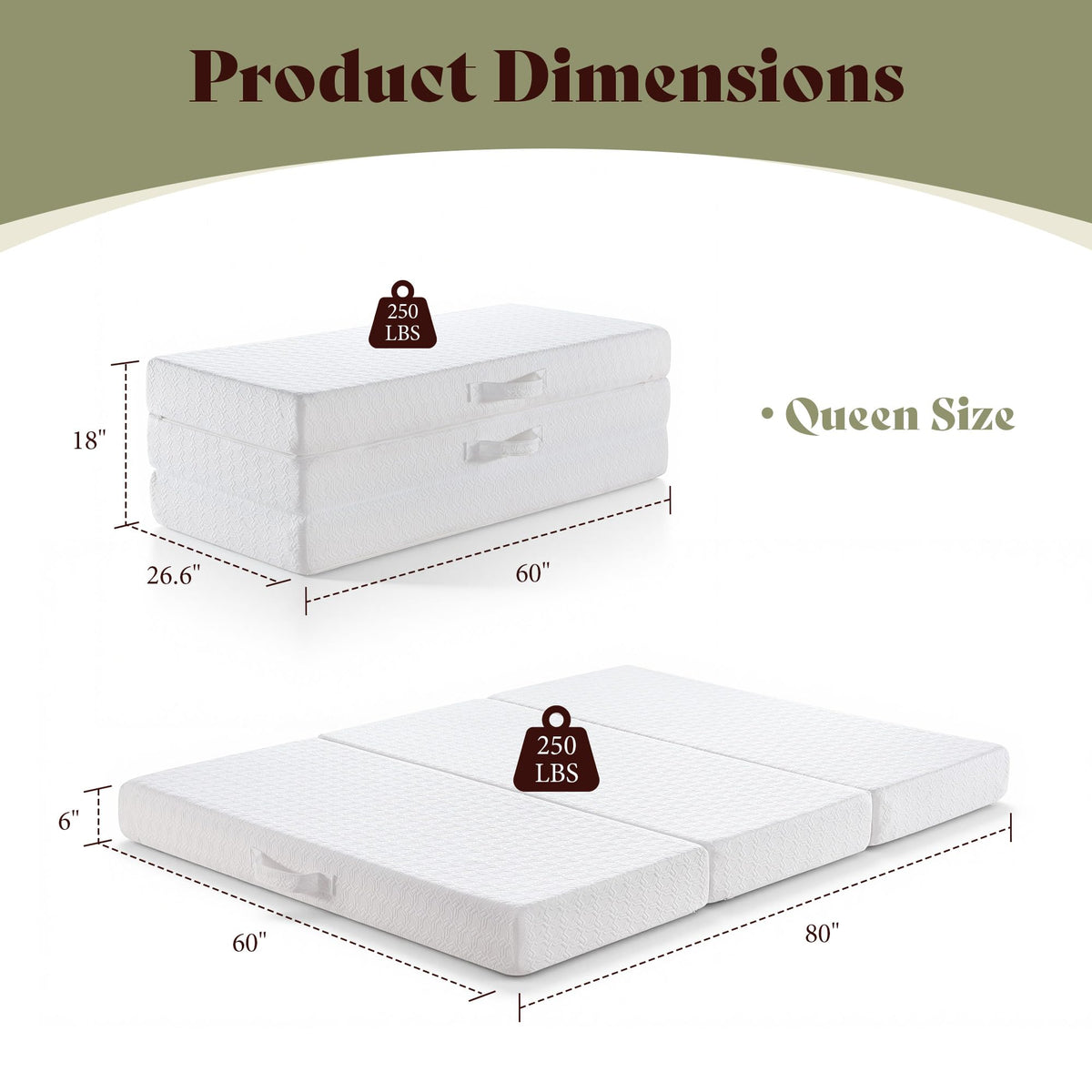 Queen Tri-Fold Memory Foam Mattress P8544