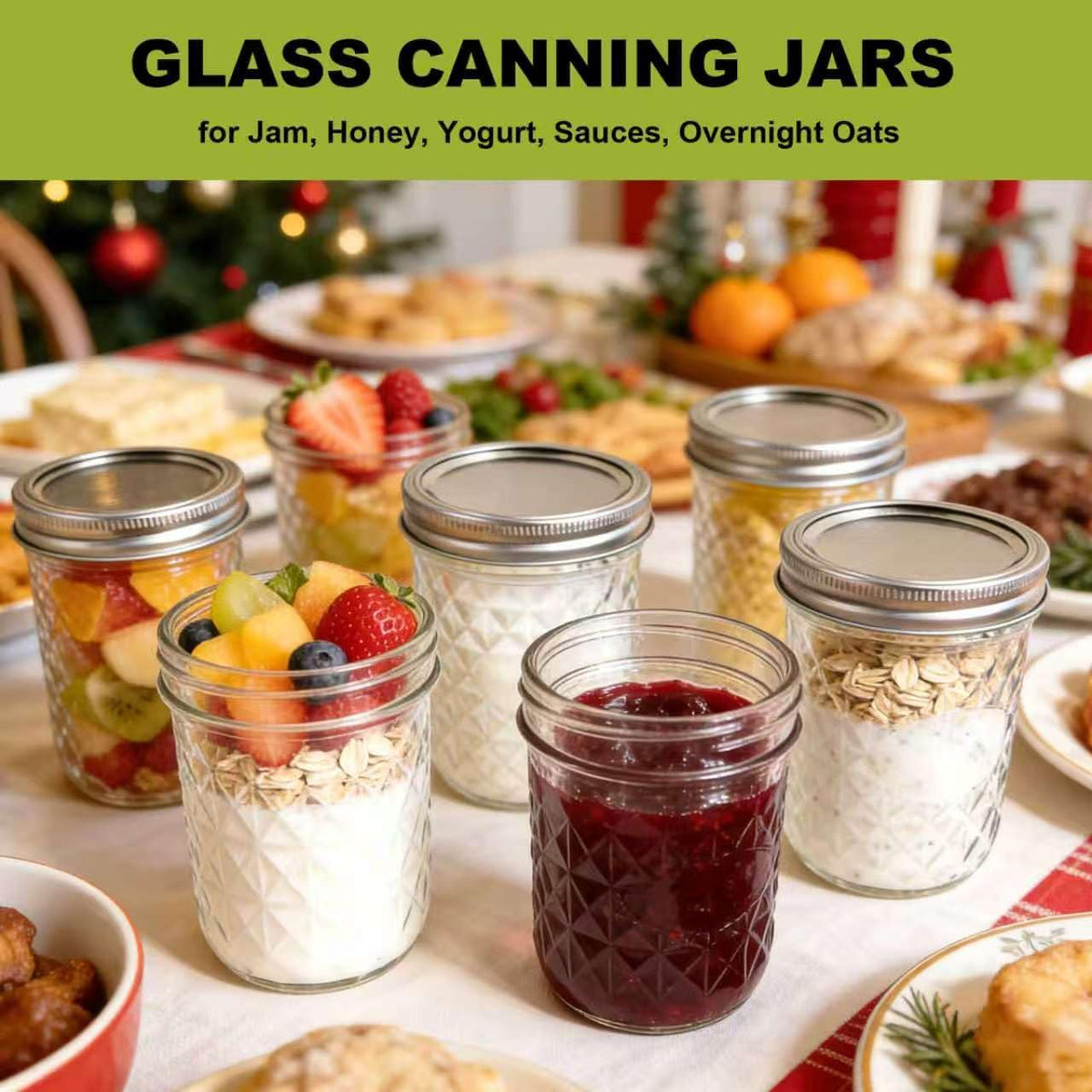 12 Pack Glass Mason Jars with Lids 16 oz & 8 oz D764
