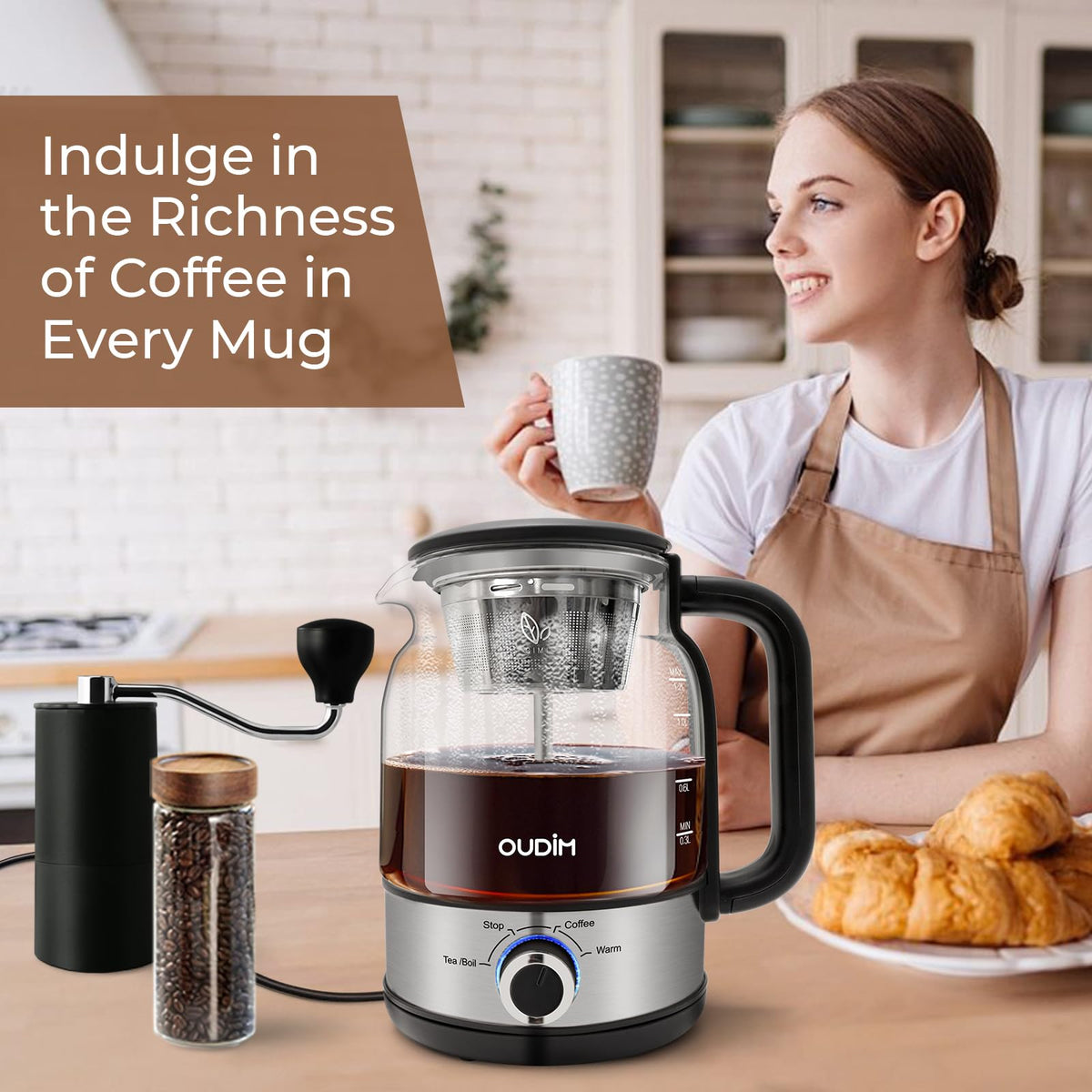 1.2L Glass Stainless Steel Drip Coffee Maker T77583