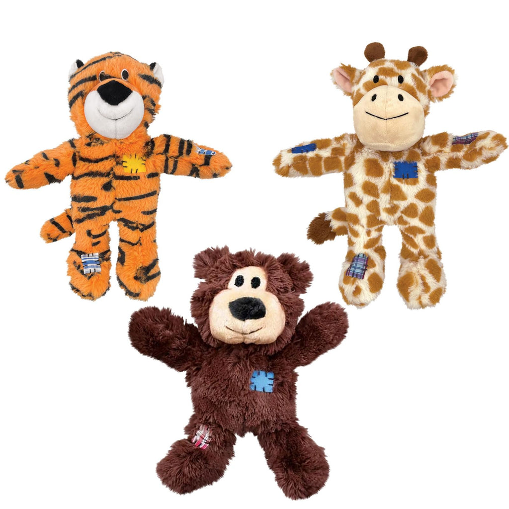 3 Pack Durable Plush Dog Toys with Knotted Rope & Squeaker X354