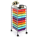 4-Wheel Metal Storage Cart with 10 Drawers W9910