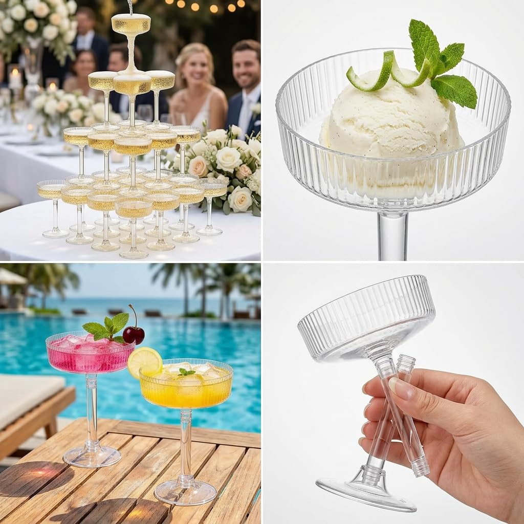 24 Pack 6oz Plastic Martini Glasses O894