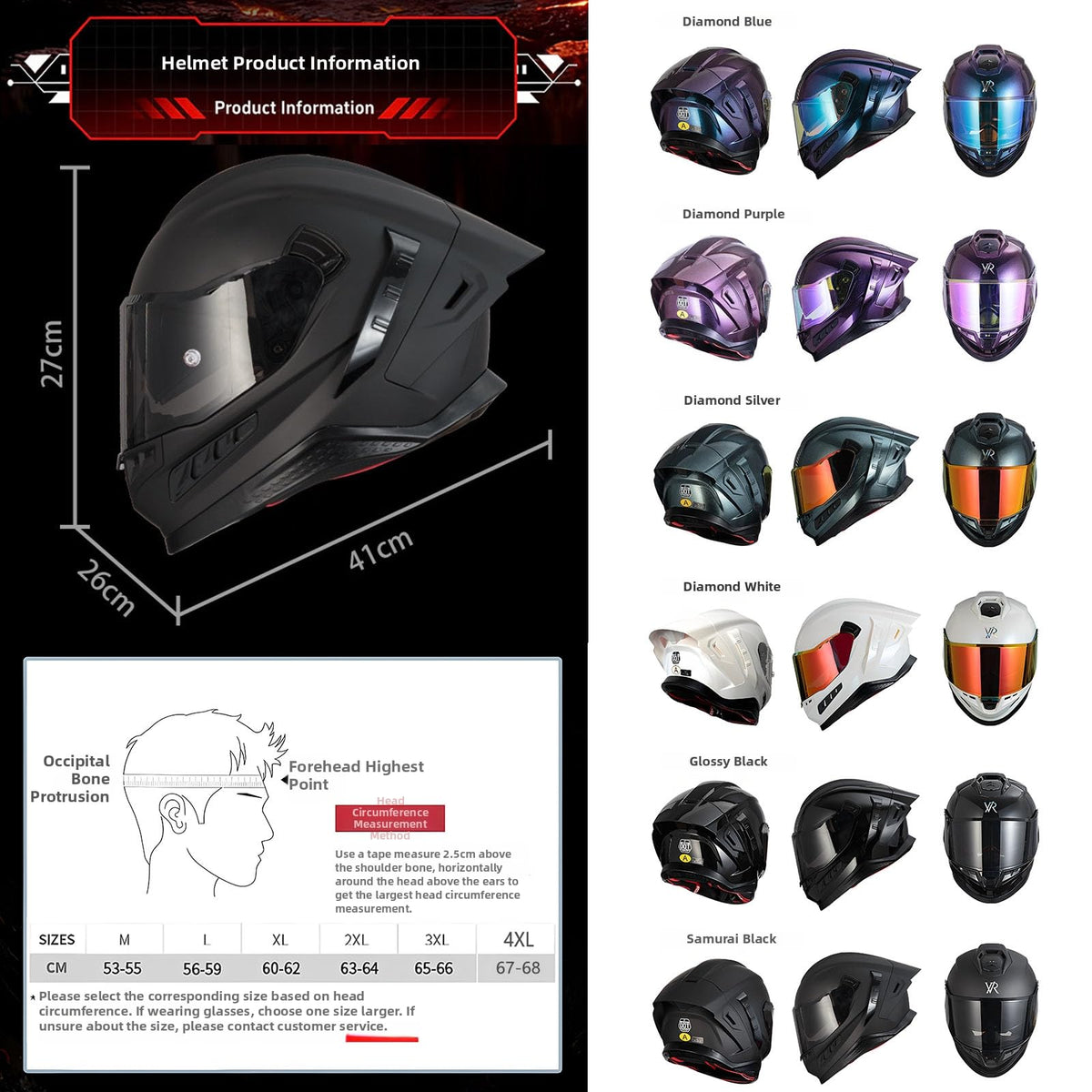 Full Face Motorcycle Helmet DOT Dual Sun Visor Y784