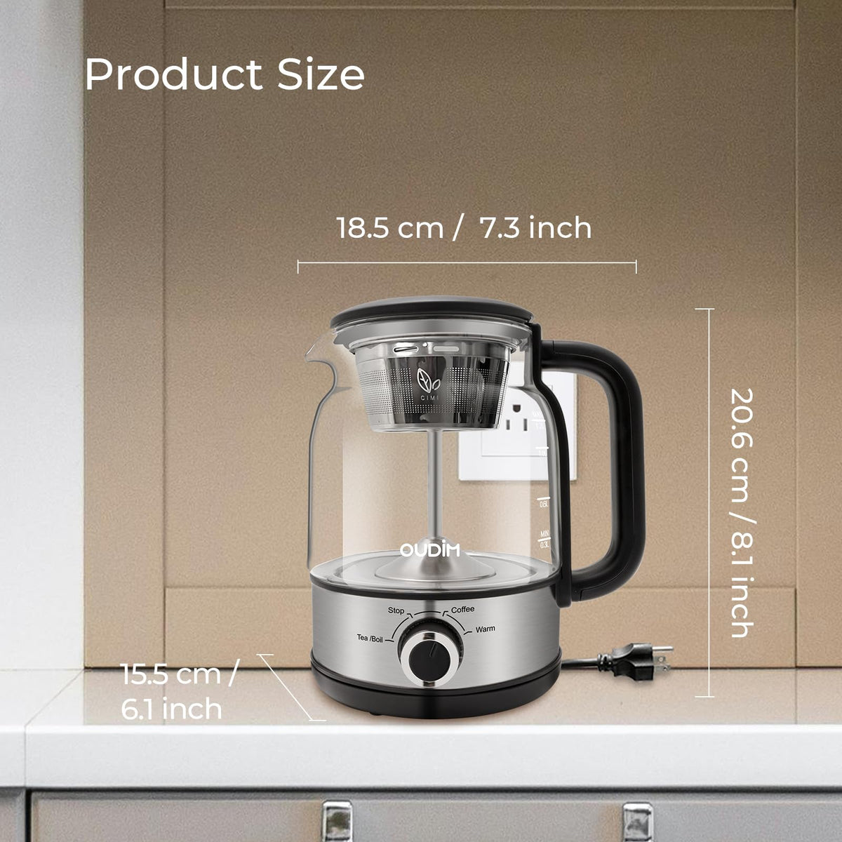 1.2L Glass Stainless Steel Drip Coffee Maker T77583