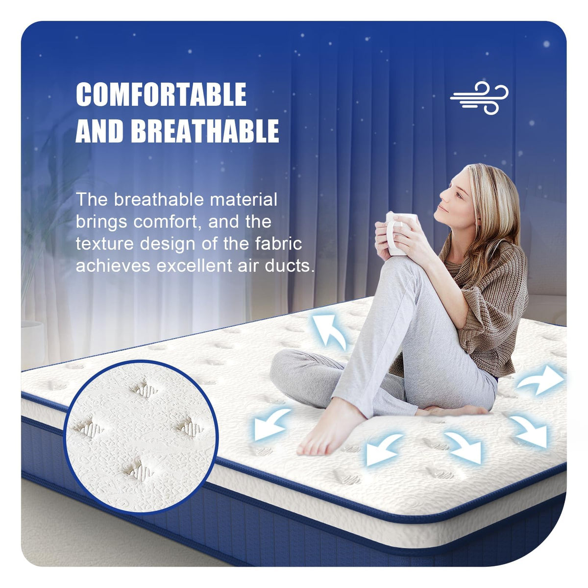 12 Inch Queen Hybrid Mattress, Medium Firm, Memory Foam and Pocket Springs H249