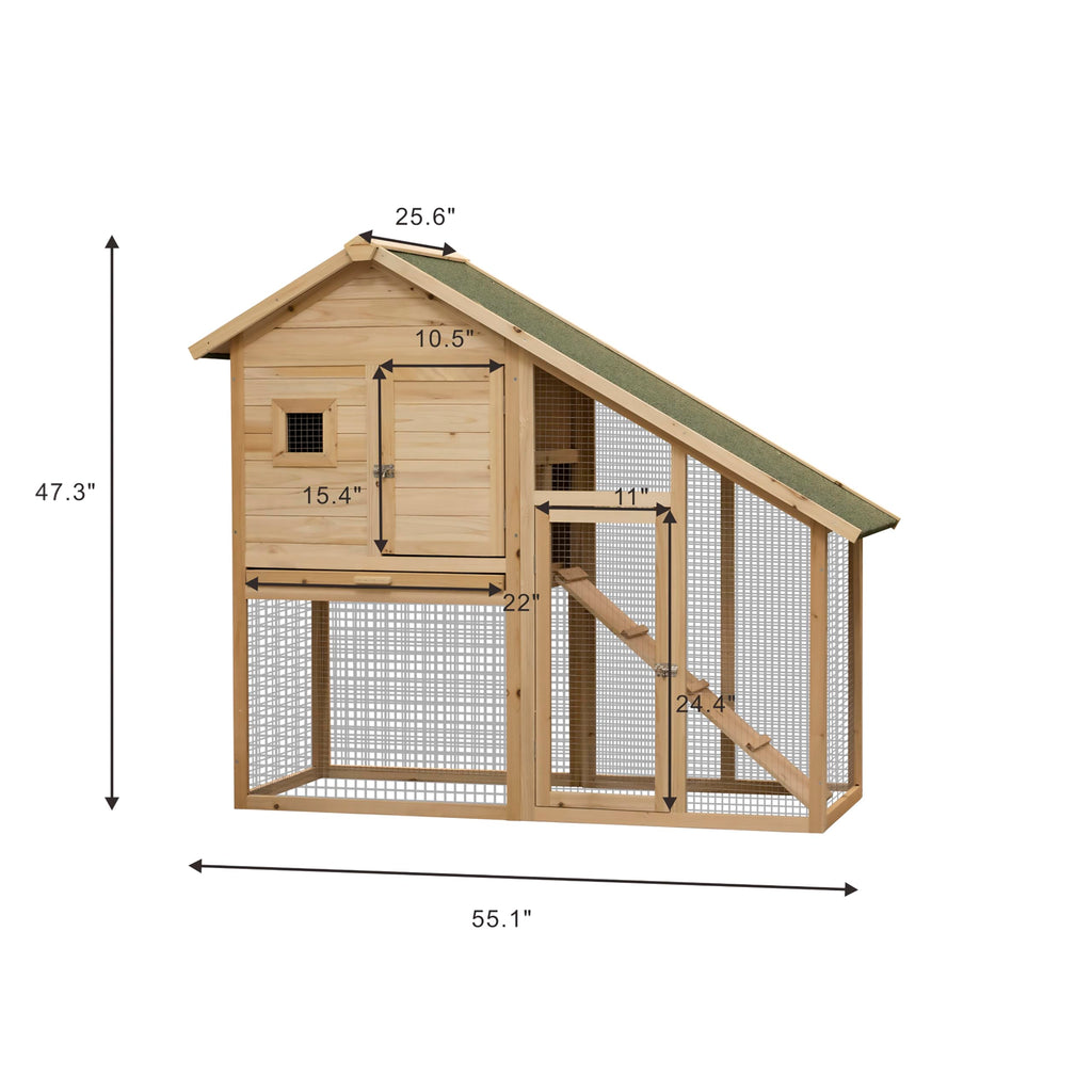 55" 2-Tier Wooden Rabbit Hutch with Ramp D341