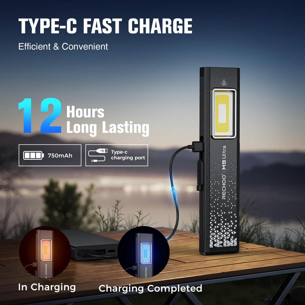 Flat EDC Rechargeable Flashlight with Magnetic Base & Clip L313707