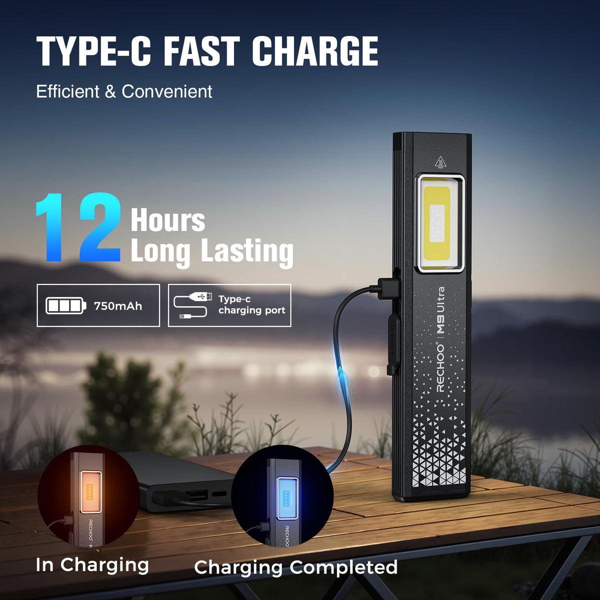 Flat EDC Rechargeable Flashlight with Magnetic Base & Clip L313707