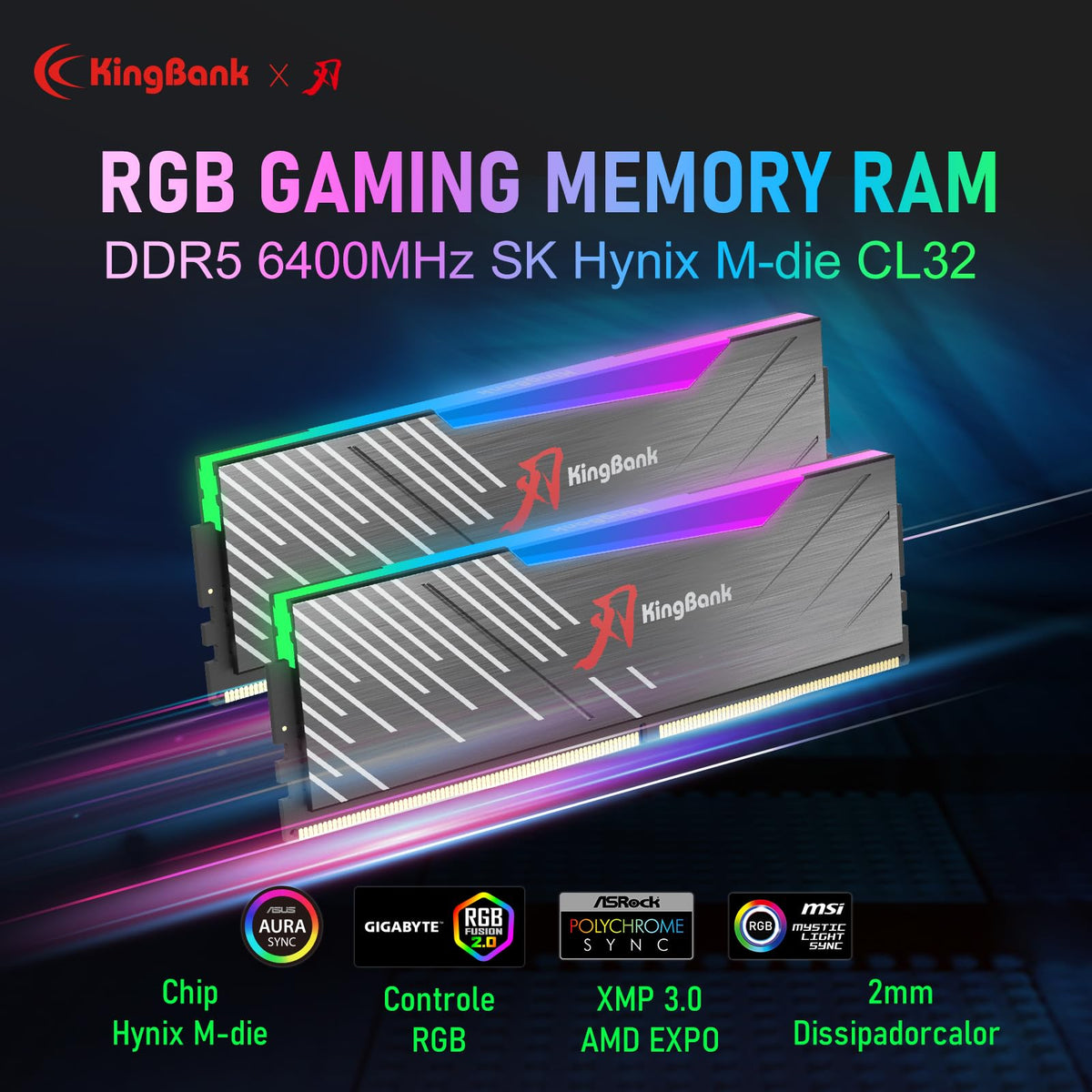 DDR5 32GB (2x16GB) 6400MT/s CL32 Desktop Memory with Heatsink W620