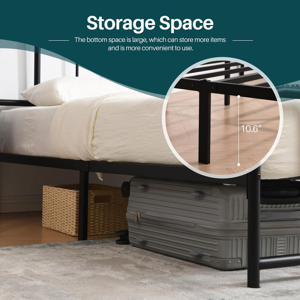 Black Full Size Metal Bed with Headboard and Footboard C66283
