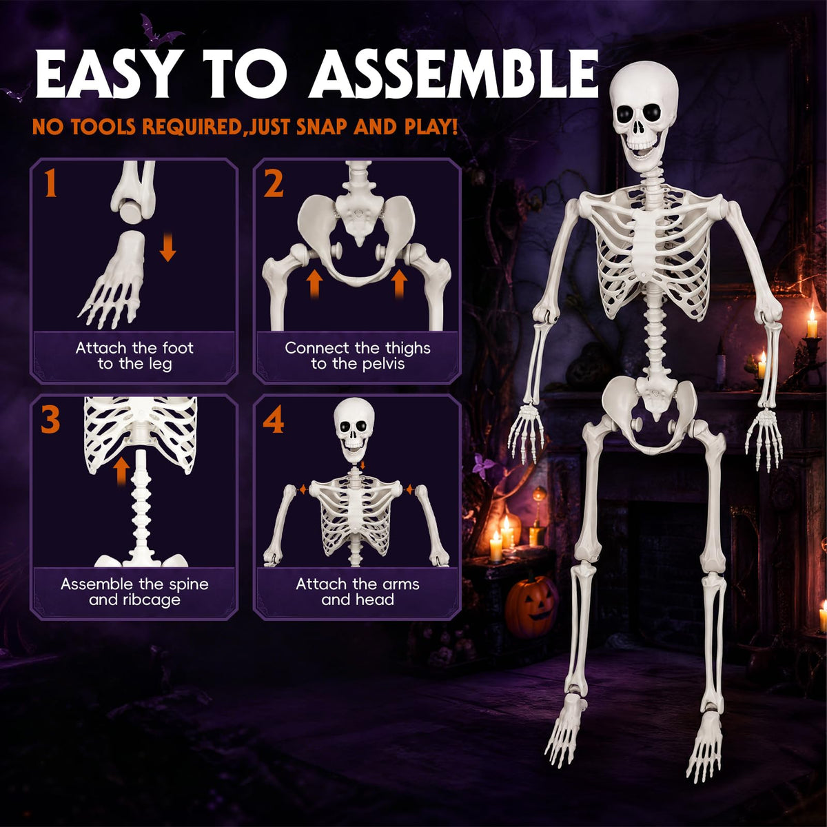 5.4FT Posable Life Size Skeleton (2PCS) T885