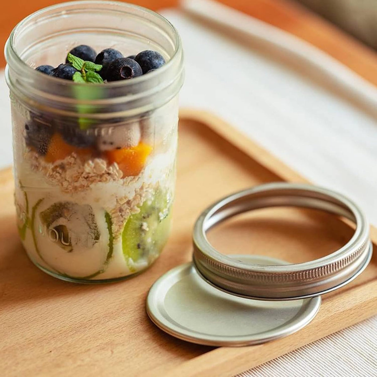 16 oz Wide Mouth Glass Mason Jars with Lids, 6 Pack N411755
