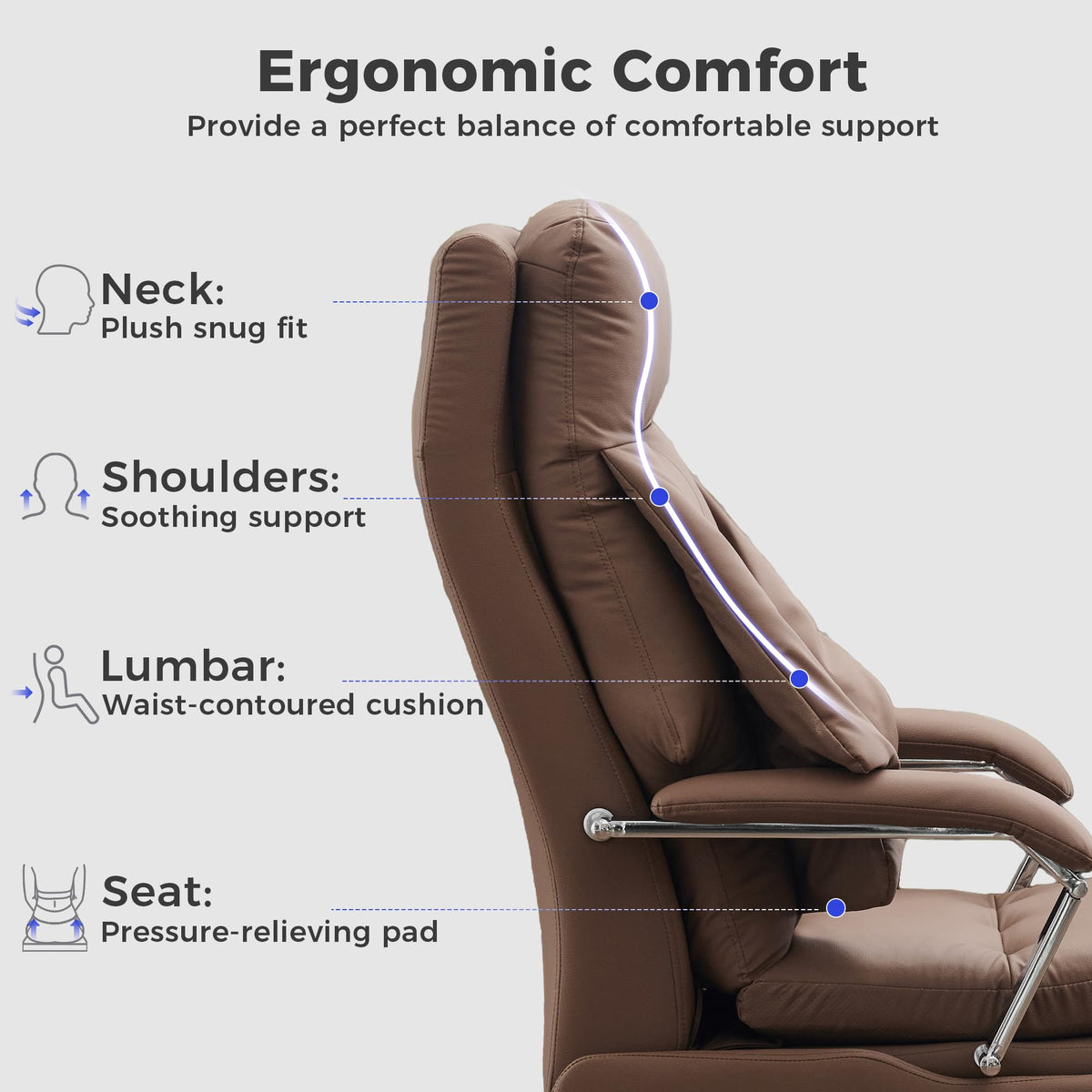 Brown PU Leather Recliner Chair with Footrest 400LBS C8127