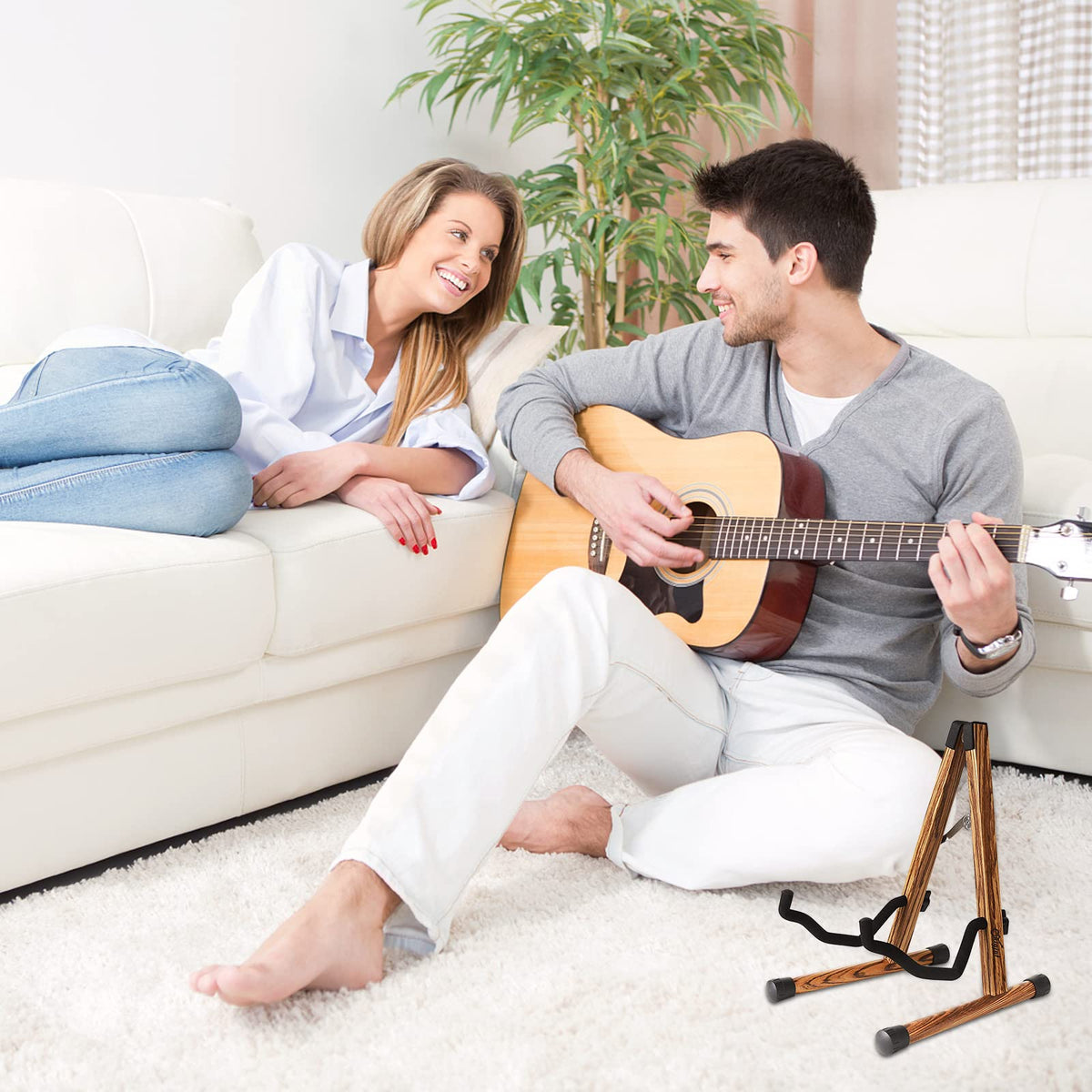 Folding Wood Acoustic Guitar Stand with Padding K70333