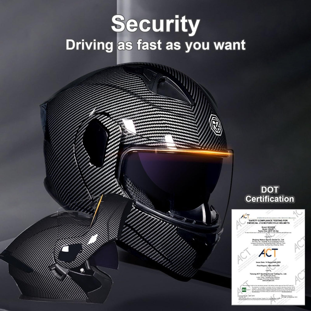 Flip-Up Motorcycle Helmet DOT Certified Dual-Lens C102