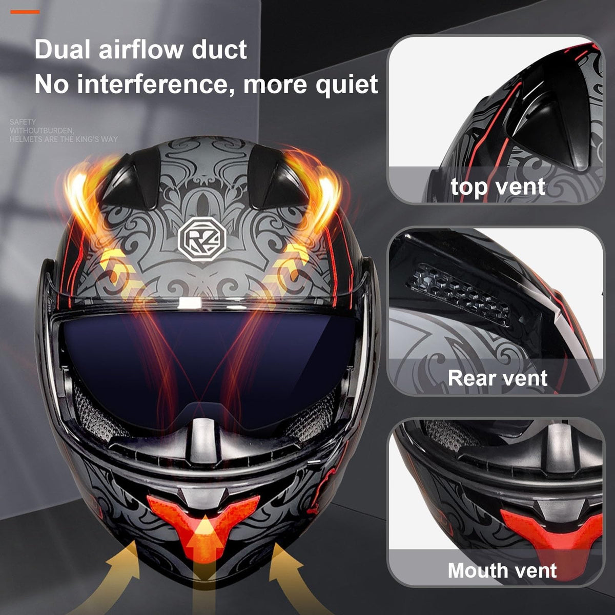 Flip-Up Motorcycle Helmet DOT Certified Dual-Lens C102