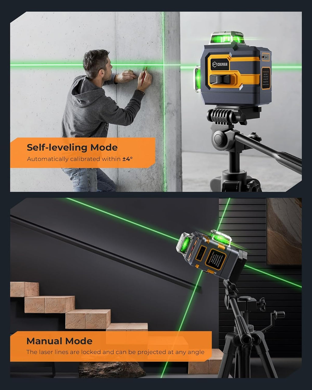 Green 3x360° Self Leveling Laser Level C94231