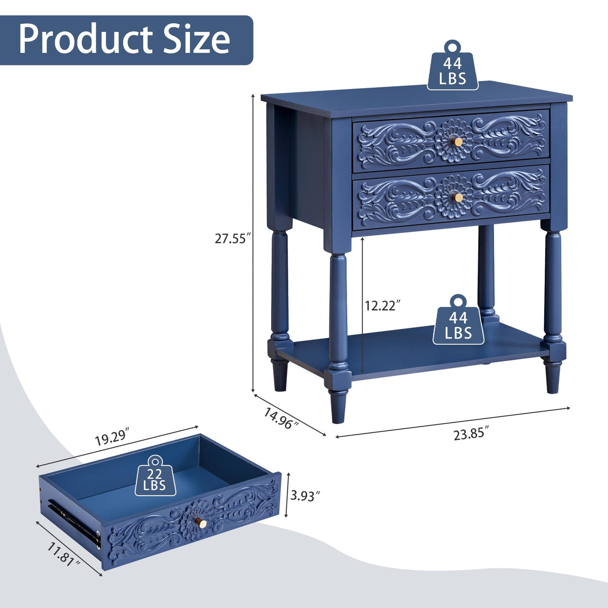 Farmhouse Bedside Table with 2 Drawers S446132