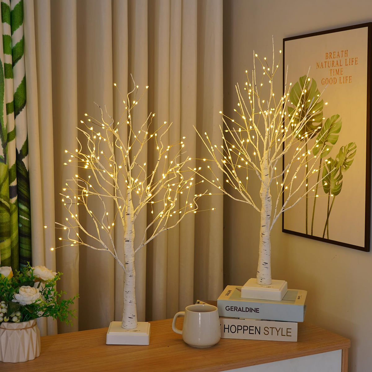 2 Pack Artificial Tree Lamp with Timer S303