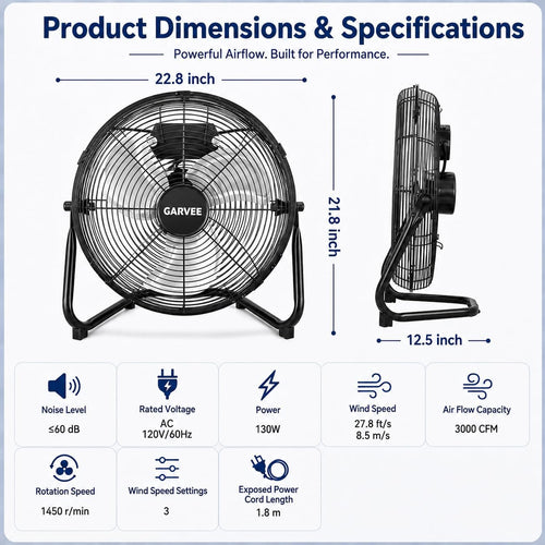 20'' 3000CFM Metal Floor Fan P135020