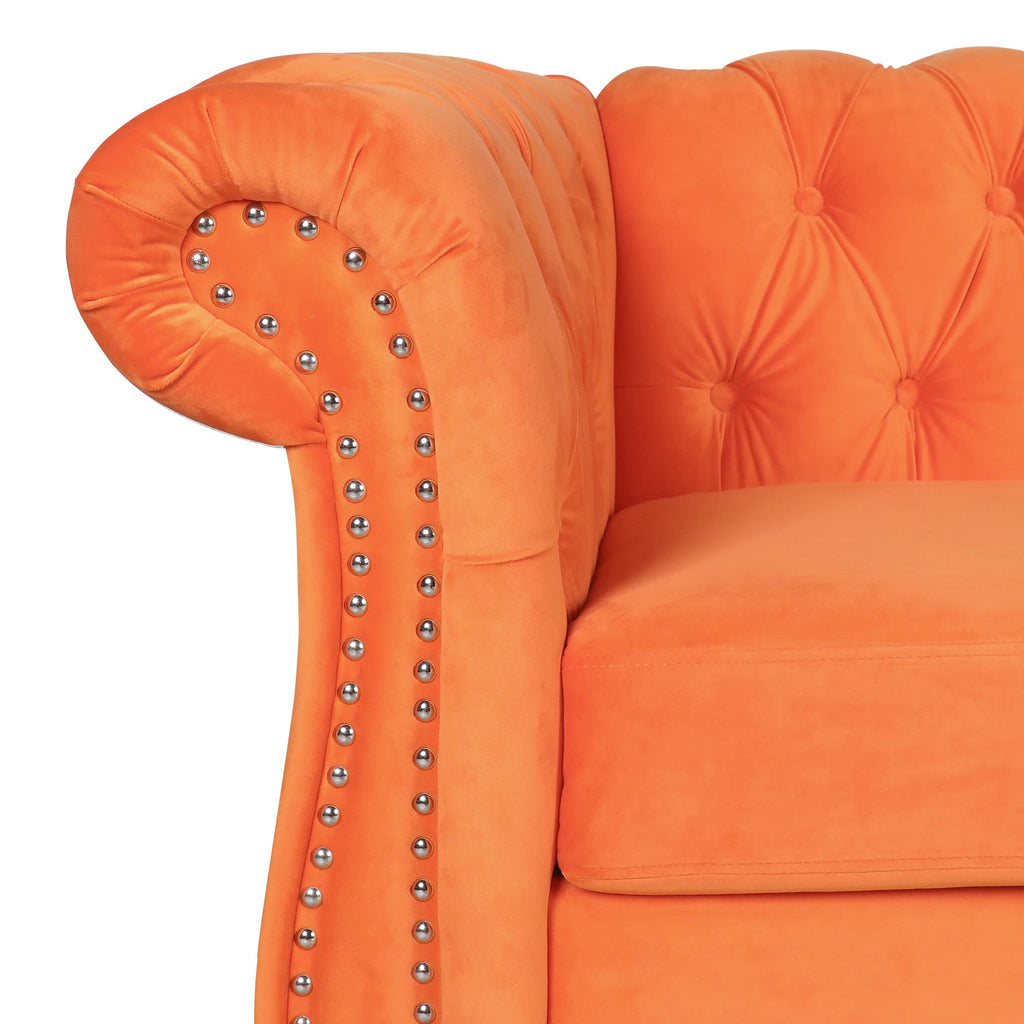 Orange Velvet 2 Seater Sofa Z694