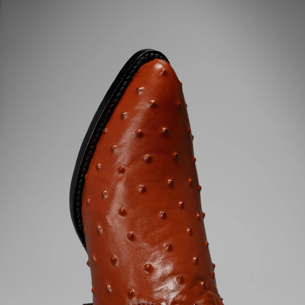 Men’s Cognac Ostrich Print Leather Western Boots N623