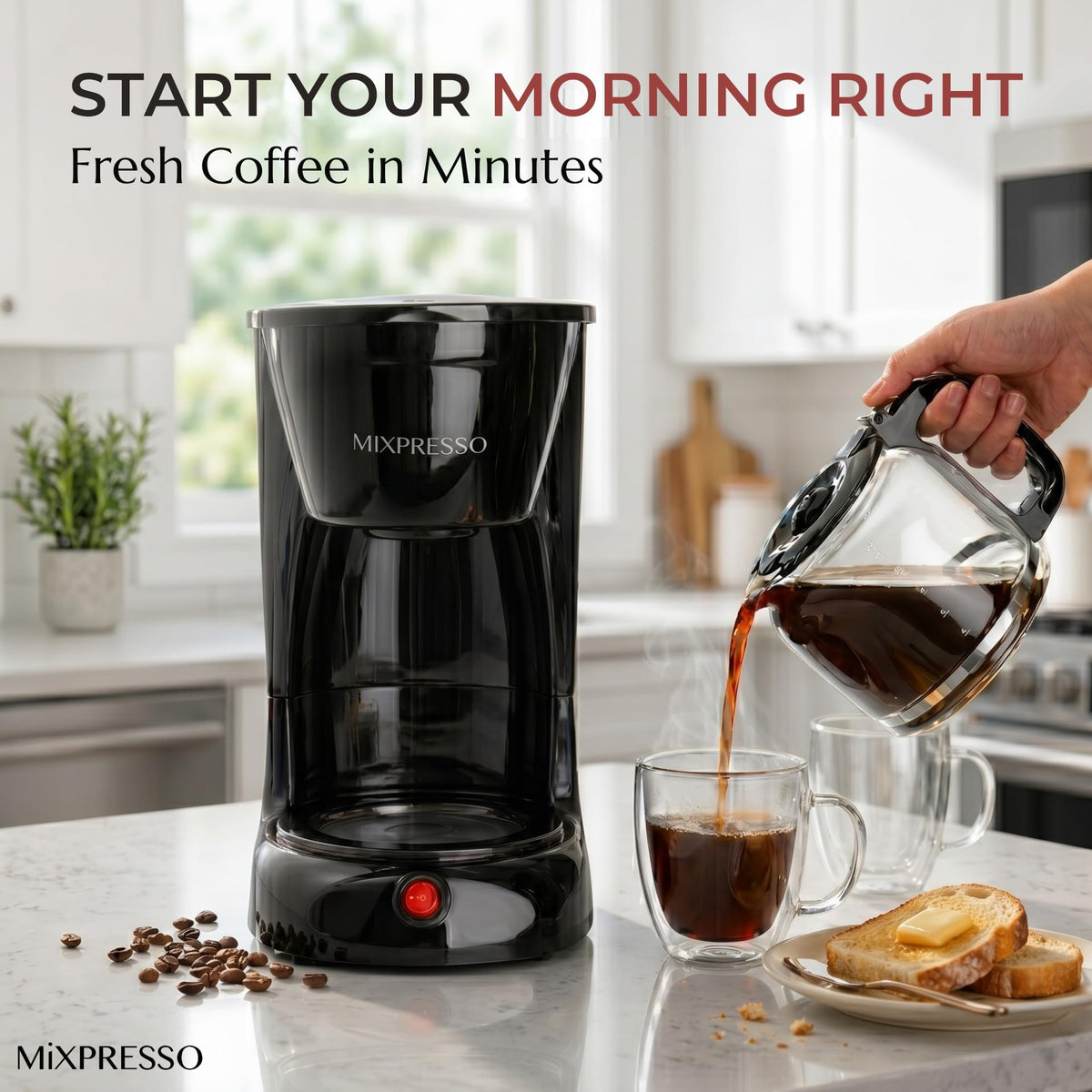 12 Cup Drip Coffee Maker with Reusable Filter, Black B838