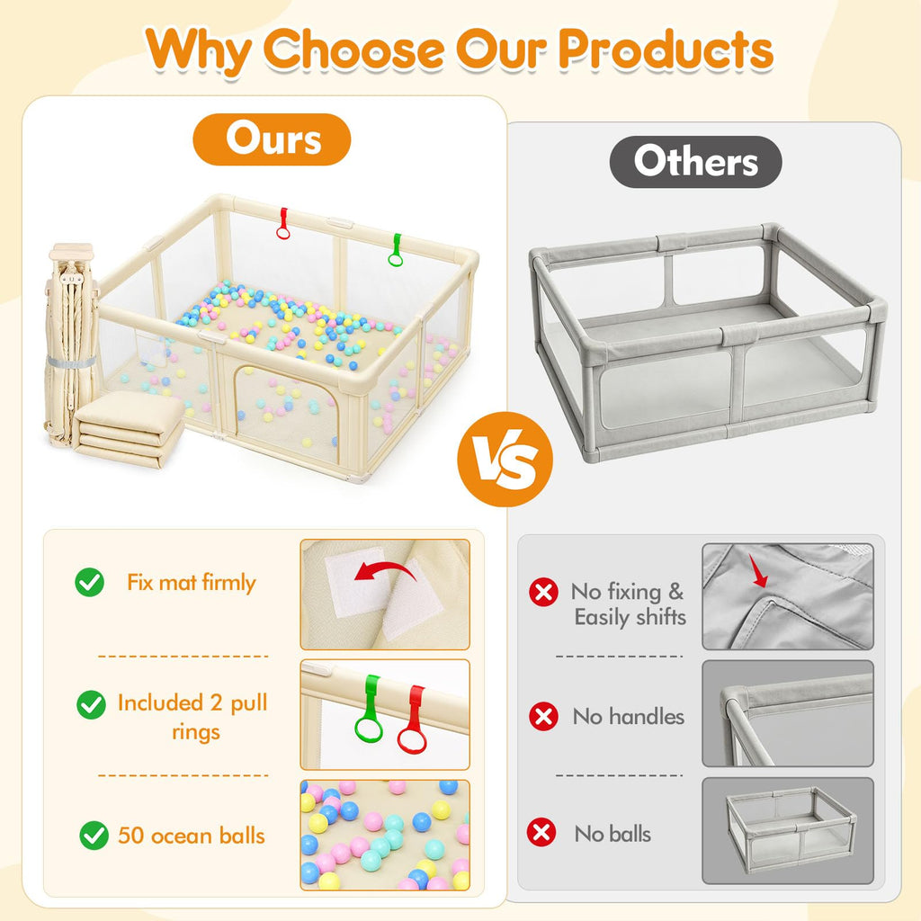 Foldable Baby Playpen with Mat M739421