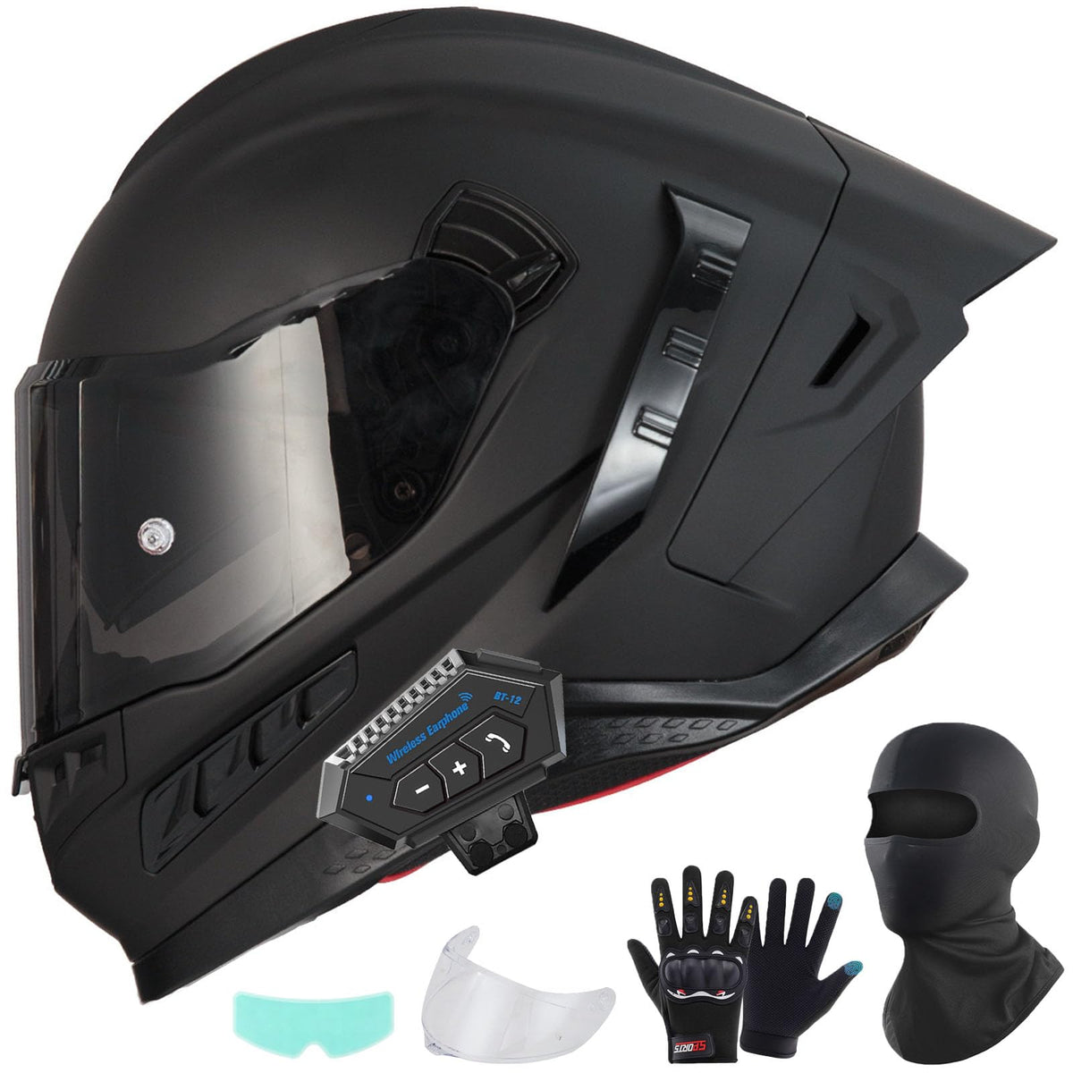 Full Face Motorcycle Helmet DOT Dual Sun Visor Y784