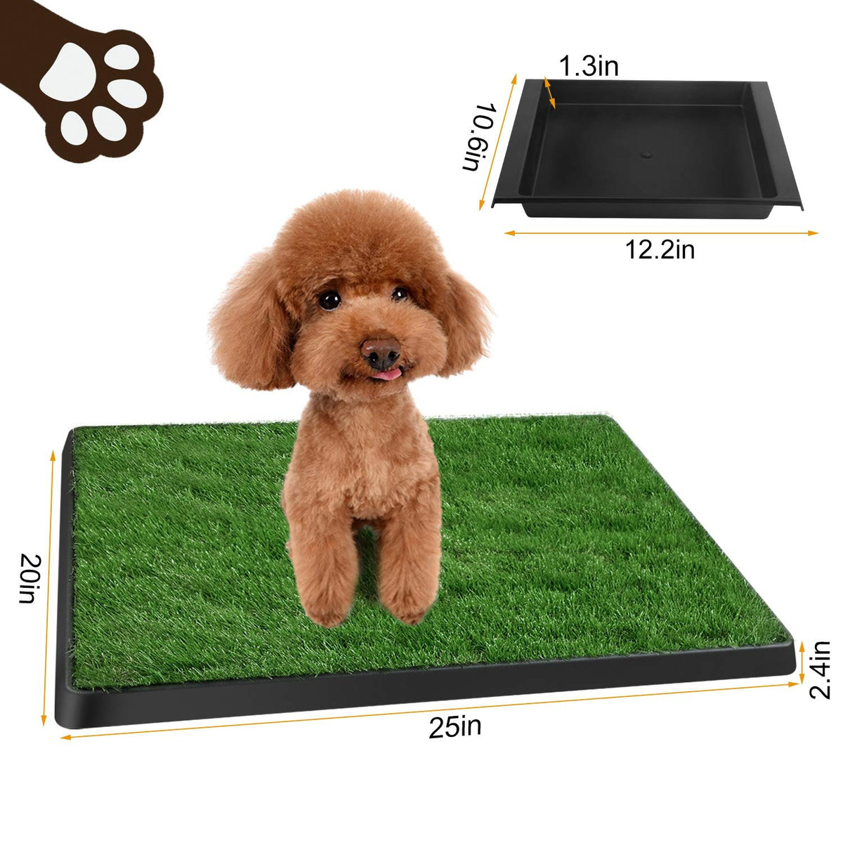 Dog Grass Pad with Tray 25”x 20” Artificial Grass S814140