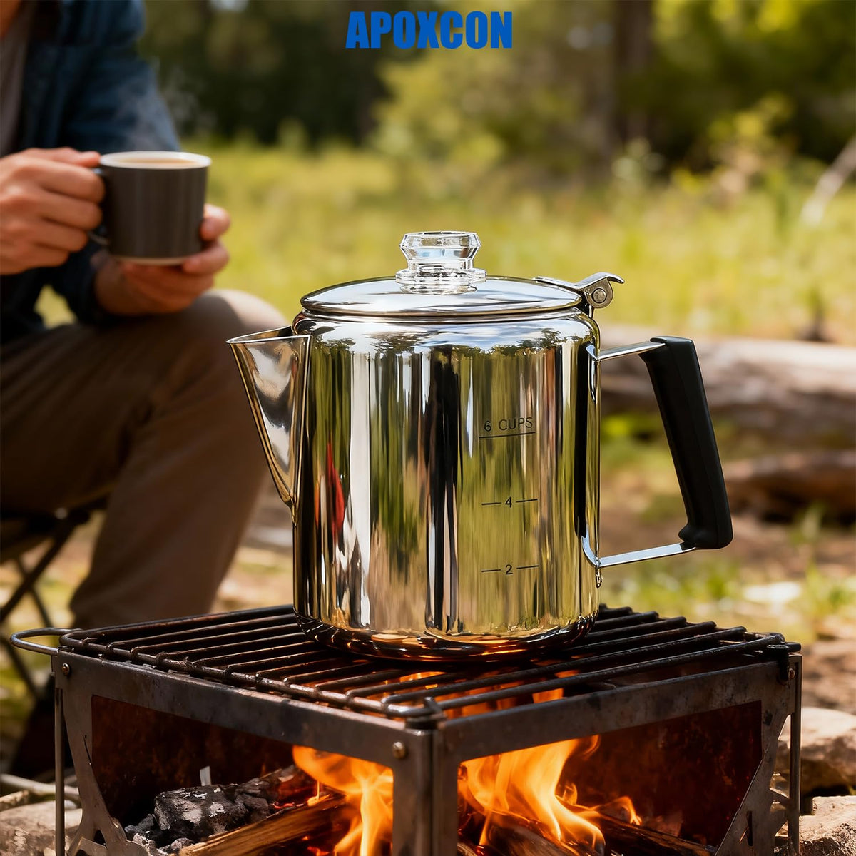 Stainless Steel Stove Top Percolator Coffee Pot 6 Cup D860939