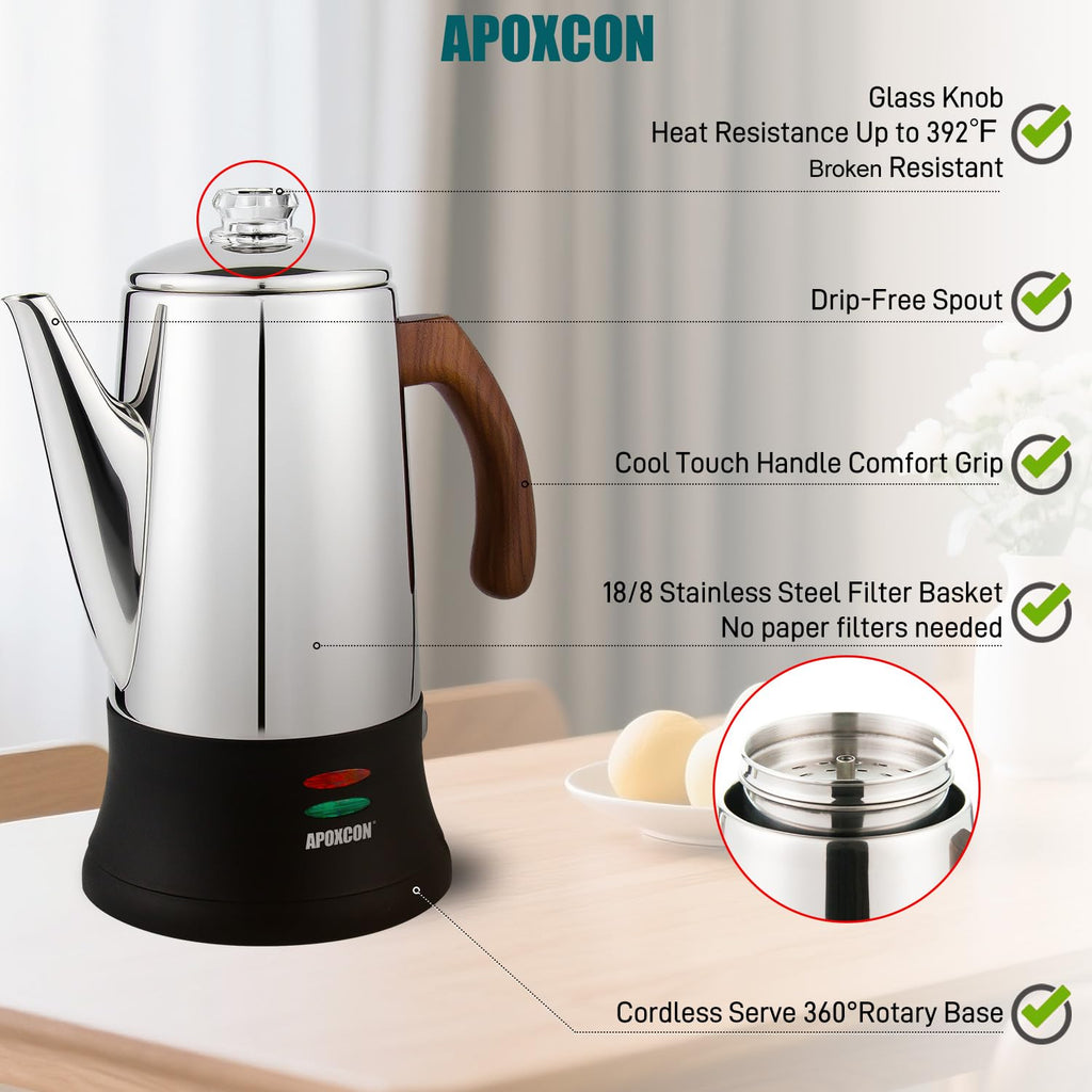Electric Stainless Steel Coffee Percolator 8 Cup W91563