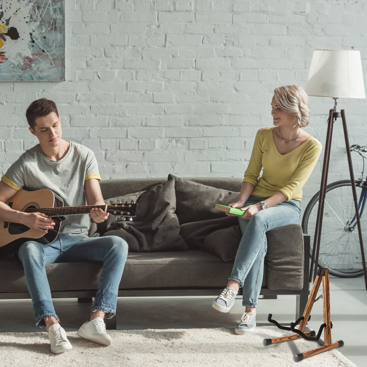Folding Wood Acoustic Guitar Stand with Padding K70333