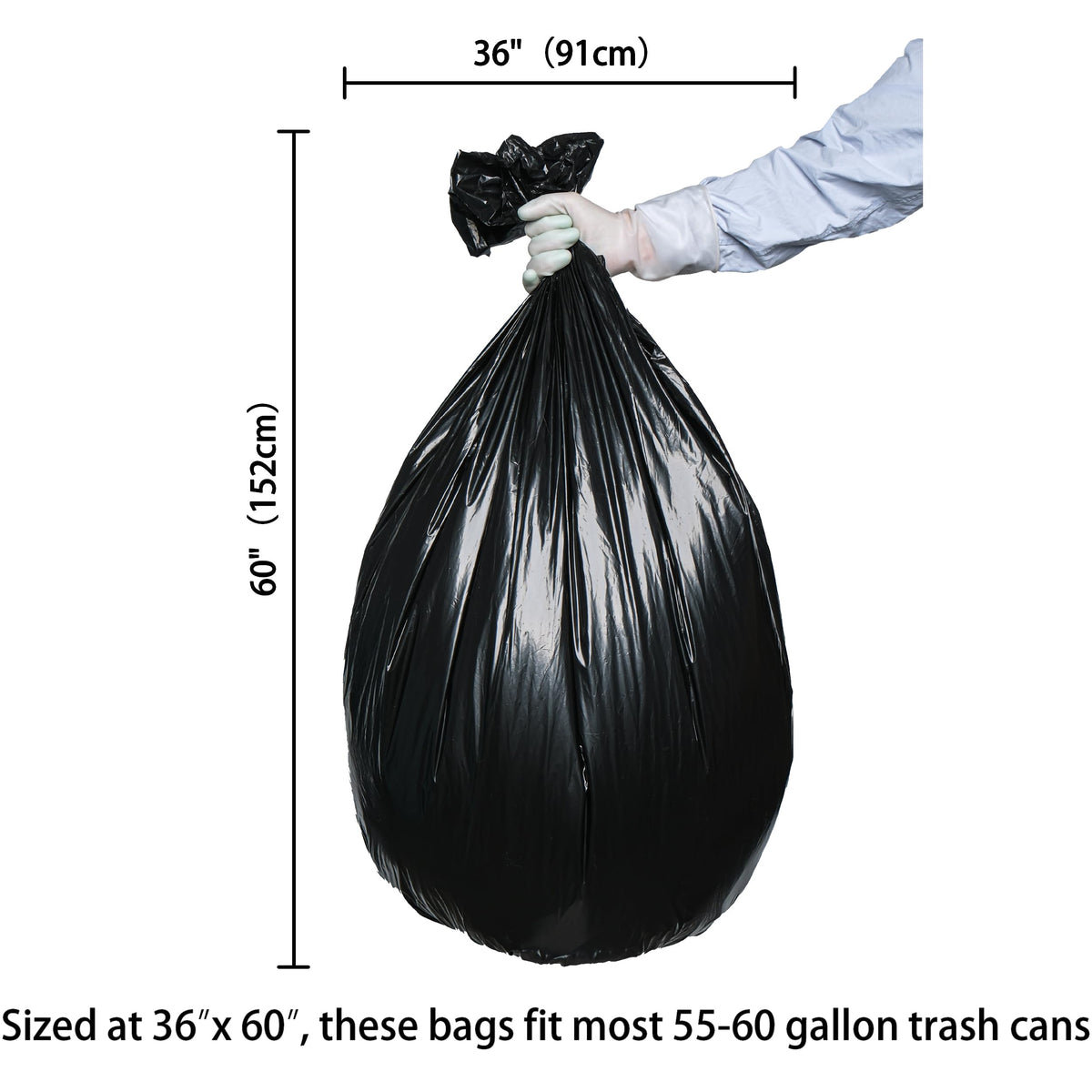 Black 55-60 Gallon Trash Bags Pack of 100 O850917