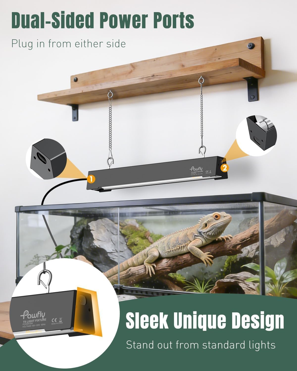 T5 Reptile Light Combo Kit with 2 UVB Tubes, 10.0 UVB Light Fixture, 12 inch K9324