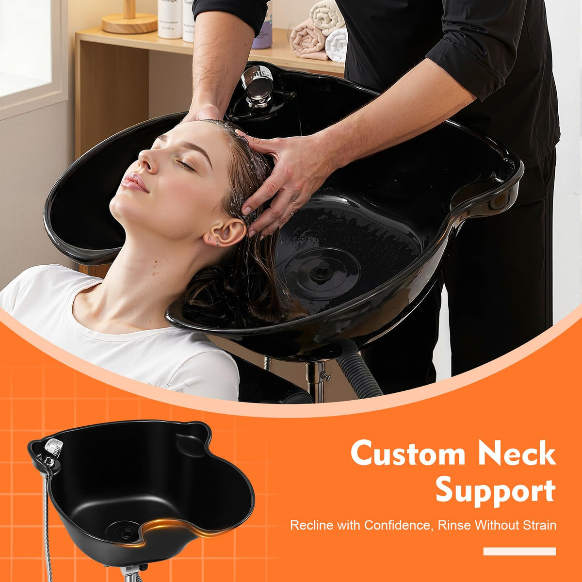 Portable Height Adjustable Shampoo Bowl with Electric Pump L131252