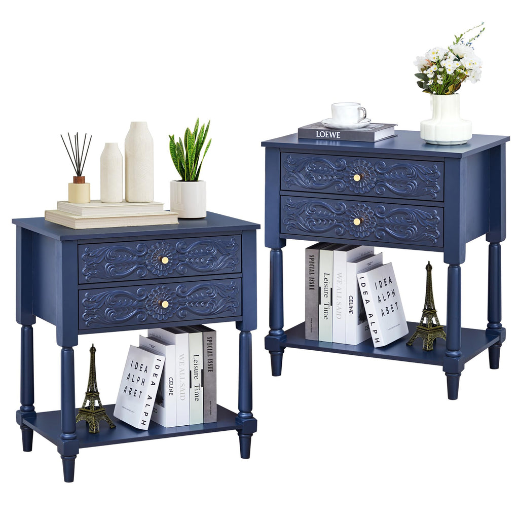 Farmhouse Bedside Table with 2 Drawers S446132