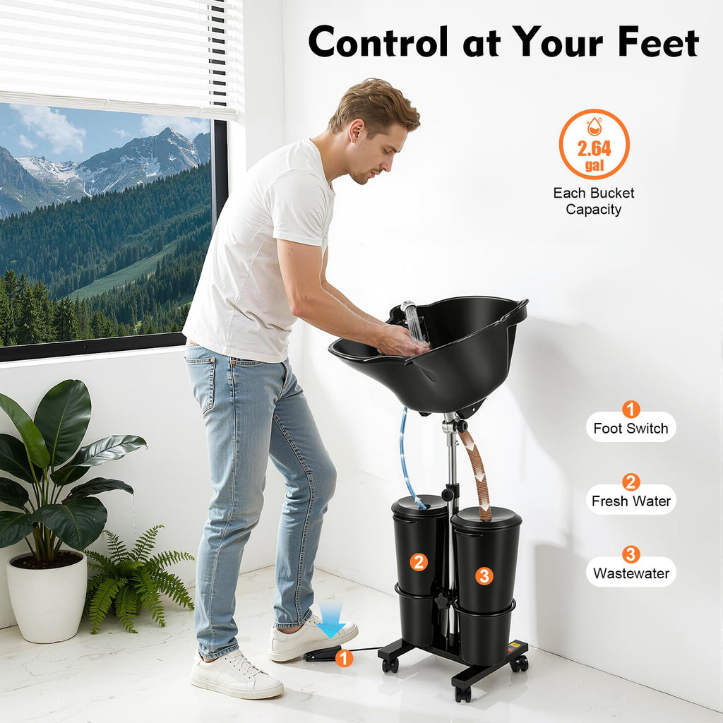 Portable Height Adjustable Shampoo Bowl with Electric Pump L131252