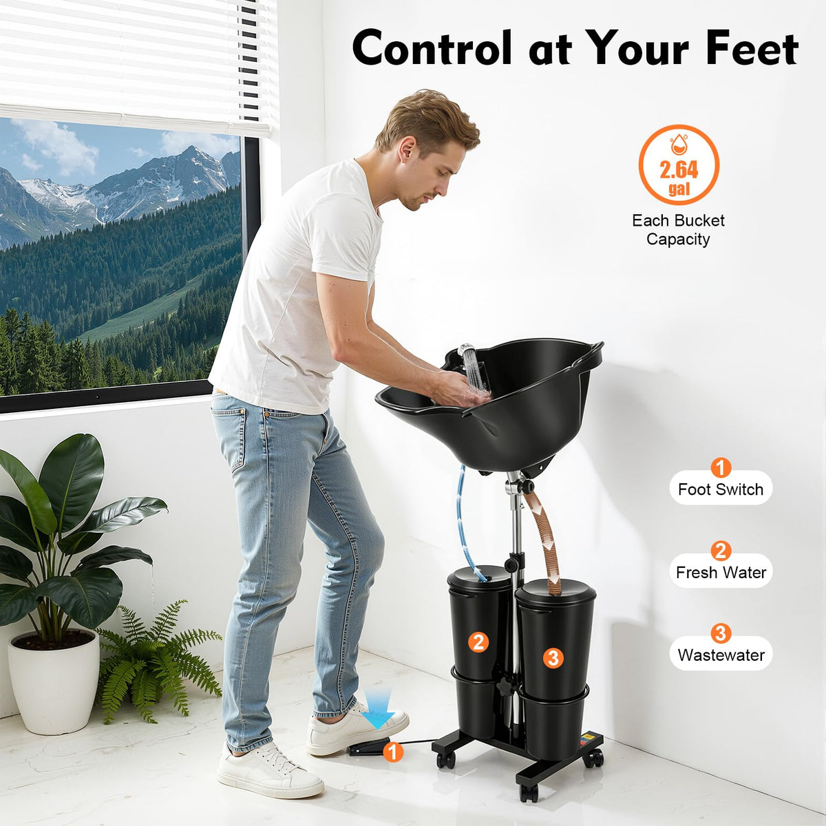 Portable Height Adjustable Shampoo Bowl with Electric Pump L131252