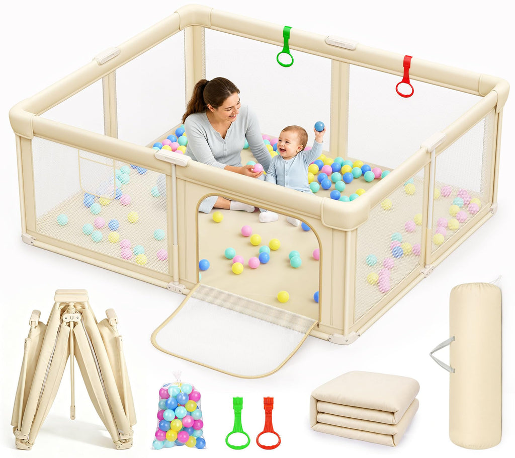 Foldable Baby Playpen with Mat M739421