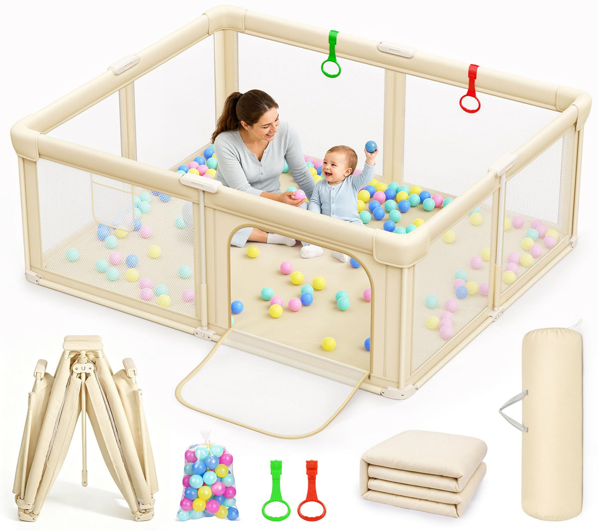 Foldable Baby Playpen with Mat M739421