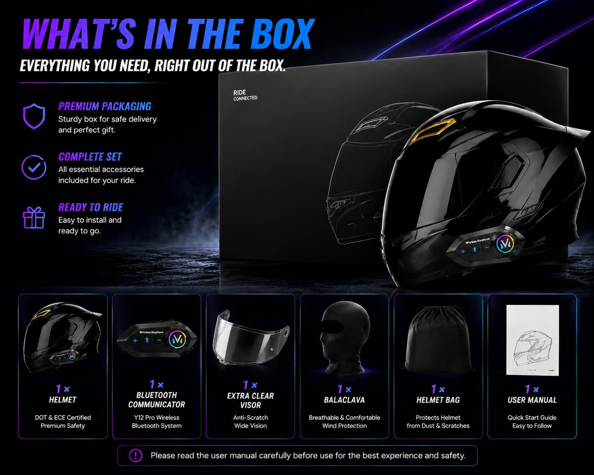 Bluetooth Modular Flip-Up Full Face Motorcycle Helmet K389288