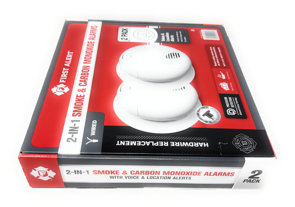 Combination Smoke & Carbon Monoxide Alarm, Hardwire Detector with Battery Backup, 2-Pack O497951