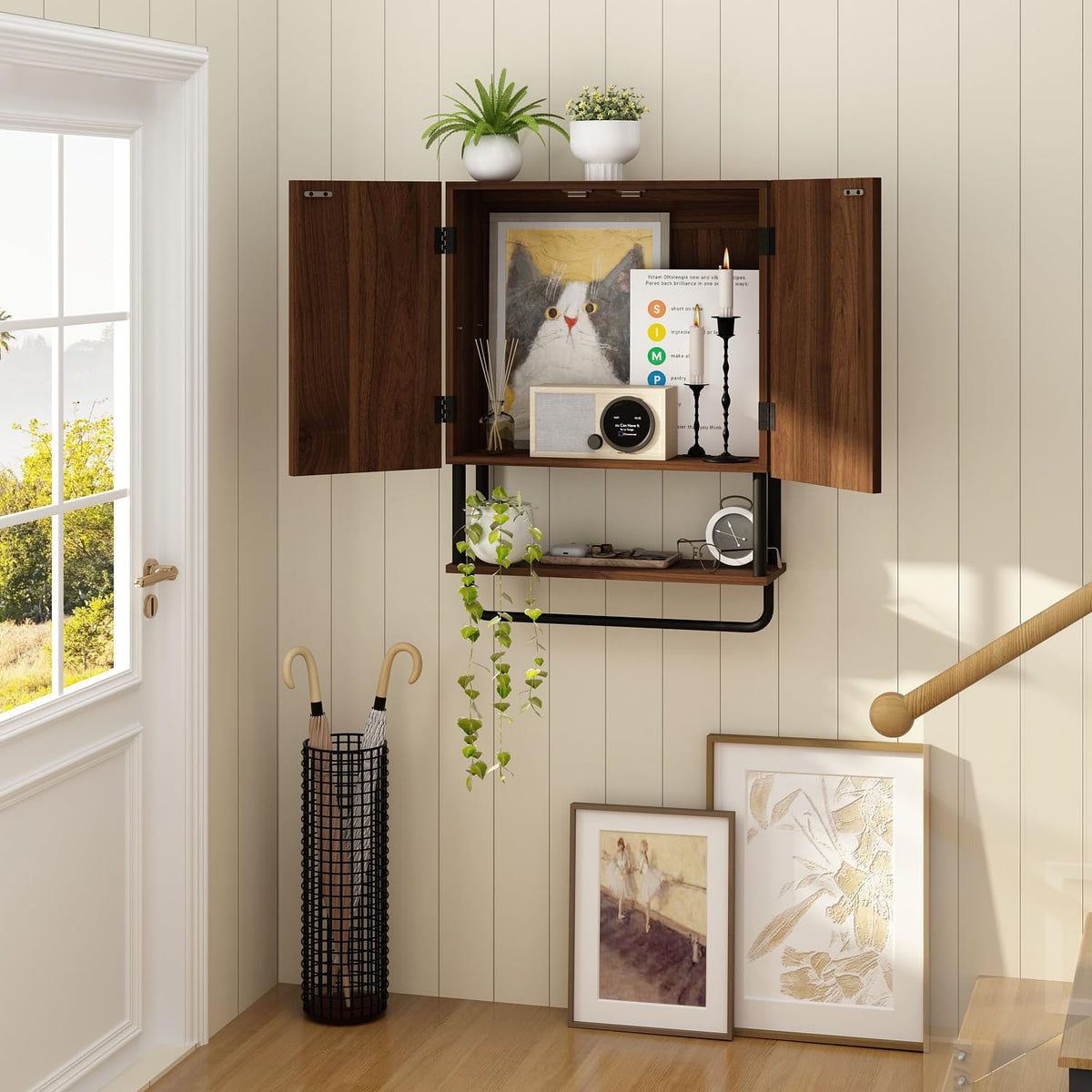 Fluted 2 Doors 3-Tier Bathroom Wall Cabinet H227672