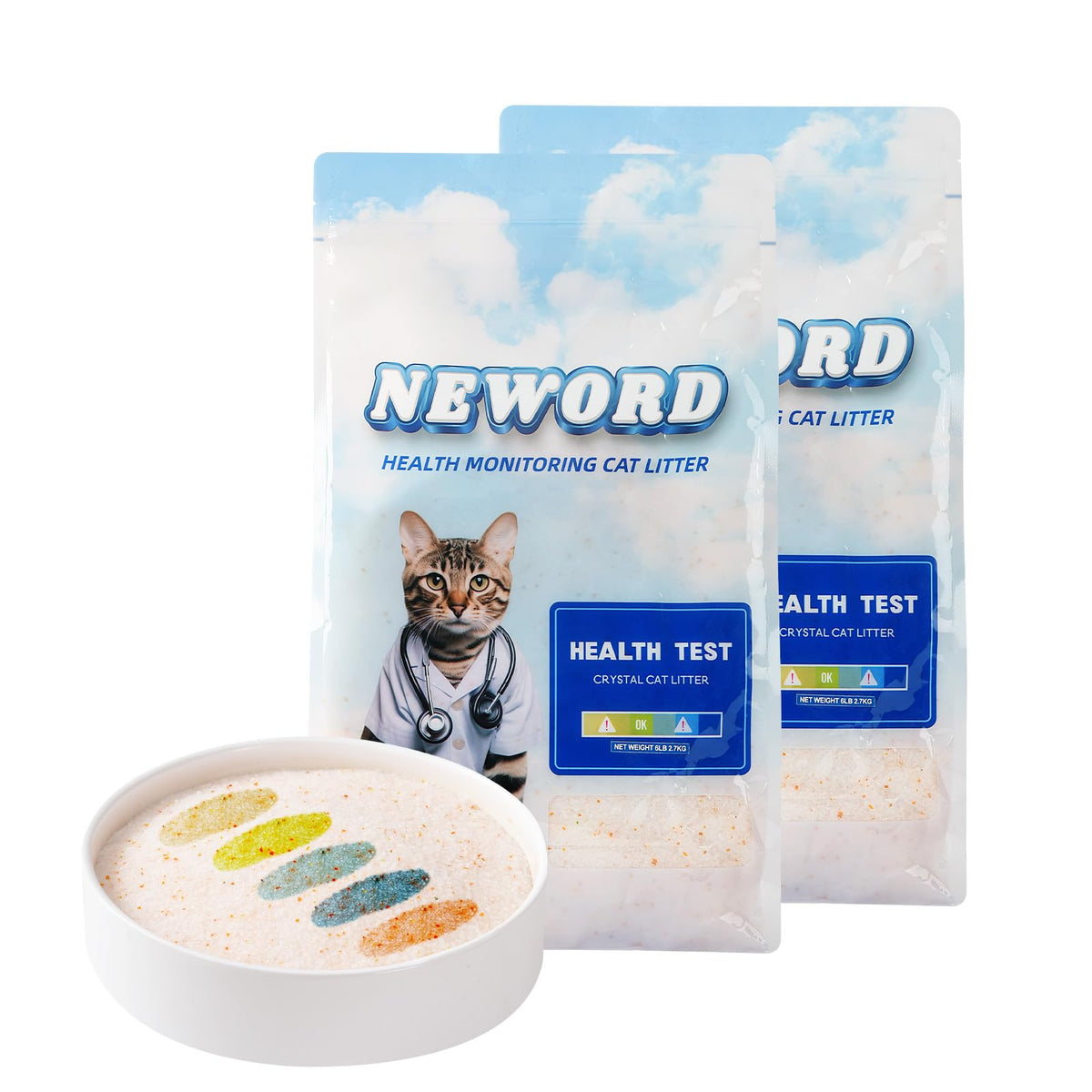 Silica Gel Cat Litter with Color Changing Urine pH Indicator, 12LB (2 Packs) K969992