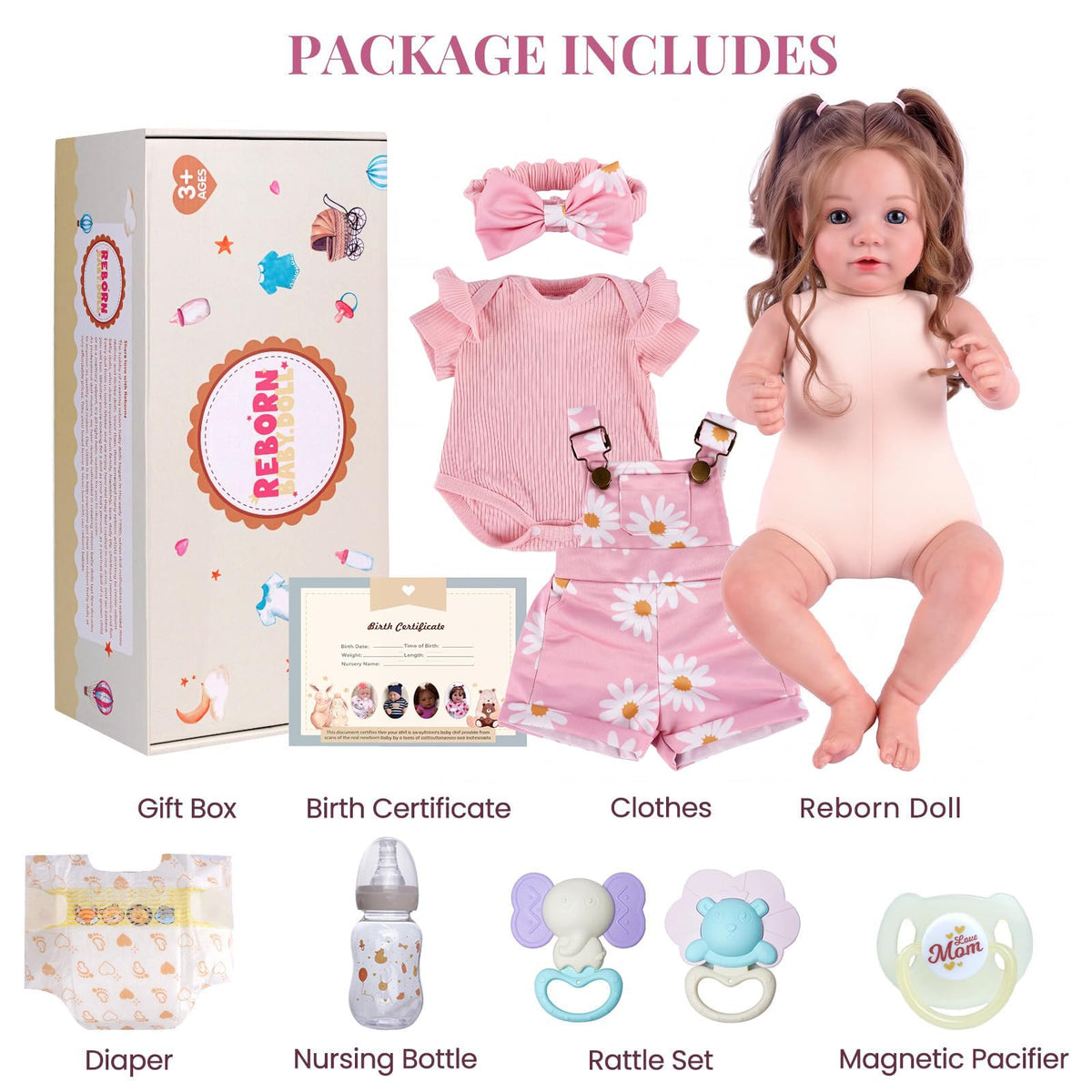 20inch Realistic Reborn Baby Dolls with Poseable Limbs Rooted Hair L891223